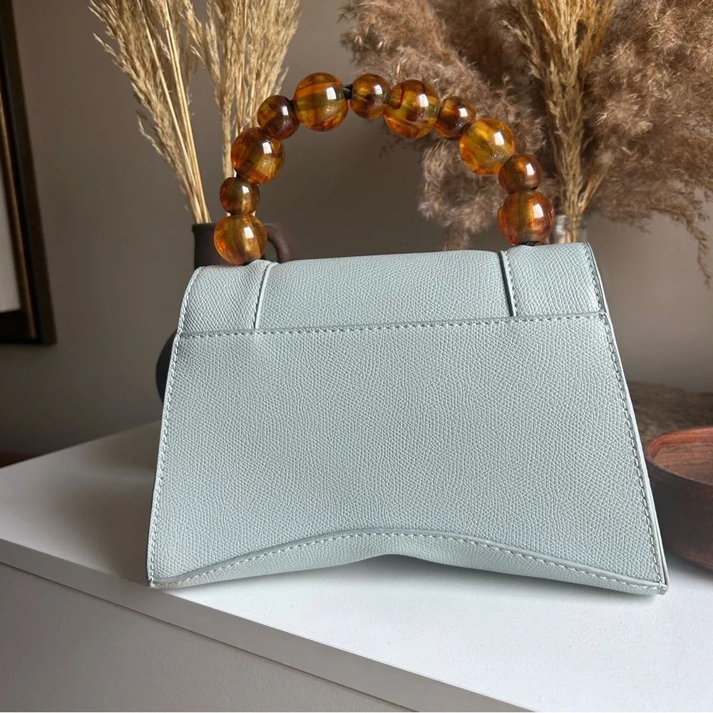 Elegant blue vegan leather (PU) Handbag with Amber Handle - Picture 2 of 7